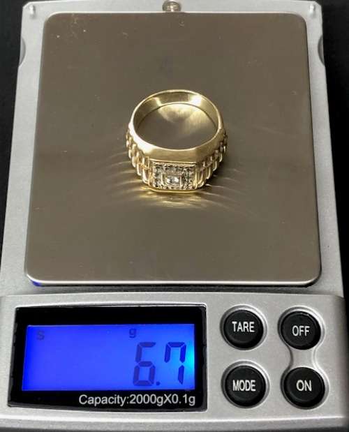 9ct Yellow Gold Diamond  Mens Ring