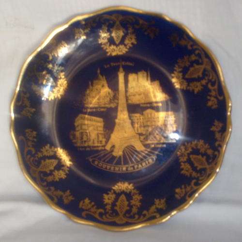 STUNNING!! ** IMPERIAL LIMOGE "Souvenir de Paris" PLATE ** REAL GOLD!!