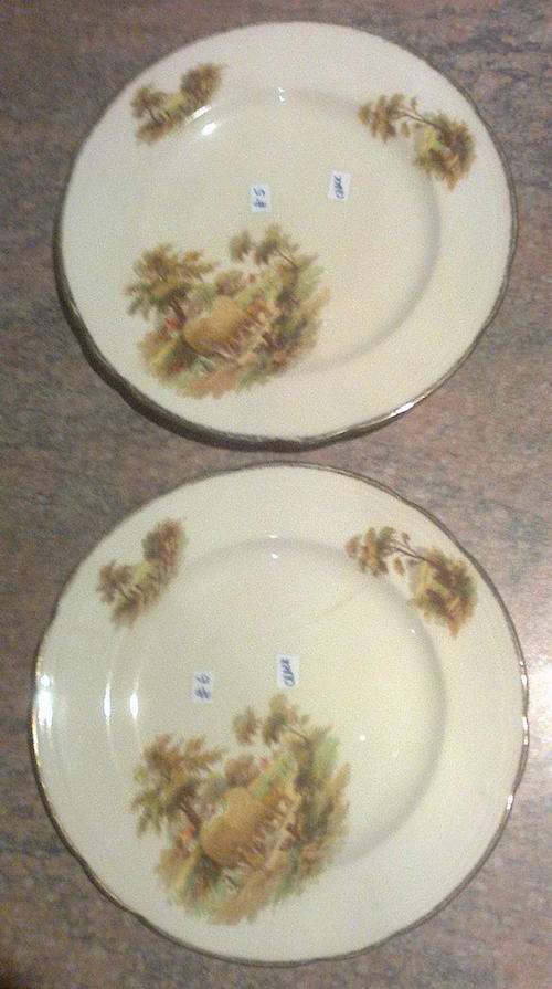 "The Hayride" ALFRED MEAKIN SIDE PLATES #5 and #6 (hairline cracks)