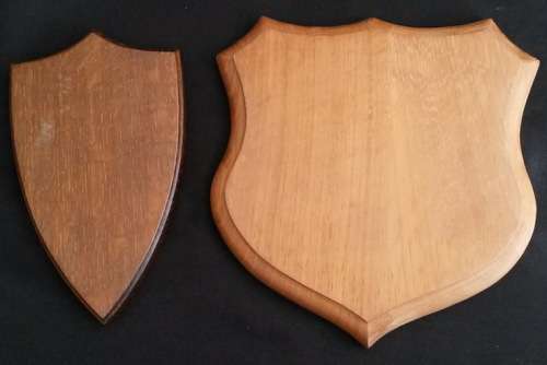 2 x Vintage (blank) wooden shields