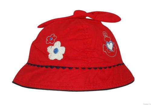 Girls Red Embroided Sun Hat