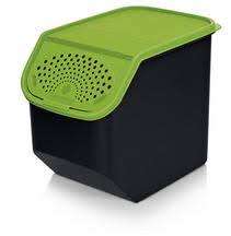 Tupperware Potato Keeper  with free potato masher (BLACK  BASE WITH GREEN LID)