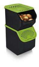 Tupperware Potato Keeper  with free potato masher (BLACK  BASE WITH GREEN LID)