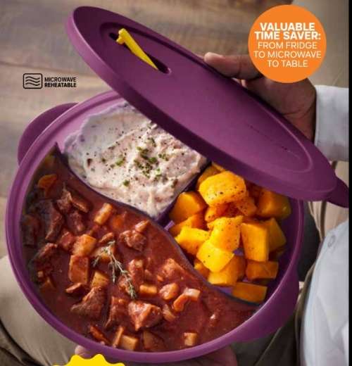 Tupperware Crystalwave Divided Dish 2L x 1 MICROWAVEABLE