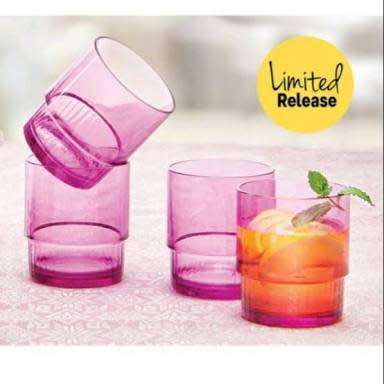 Tupperware STUNNING CRYSTAL Tumbler Set (200ml x 4) PURPLE OR CLEAR