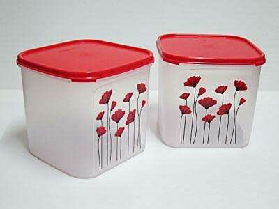 Tupperware SQUARE 3 ( 4L) RED GARDEN POPPY