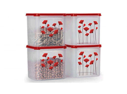Tupperware SQUARE 3 ( 4L) RED GARDEN POPPY