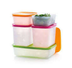 Tupperware Freezer Mates 2.5L (MINT LID) , 1L high x 2 & 400ml x 2 (TEAL  AND ORANGE LIDS)