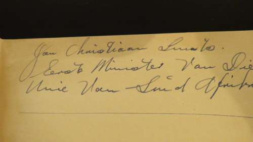 Grondvrugbaarheid  Dr L de V Malherbe = 1934  Sigh by Jan Christiaan Smuts Prime Minister