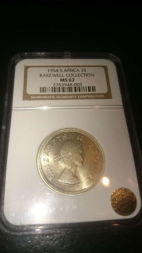 1954 2 Shilling, SA Union, NGC graded MS62
