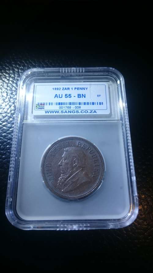 1892 ZAR 1 PENNY AU 55 BN HERN'S CV R4000