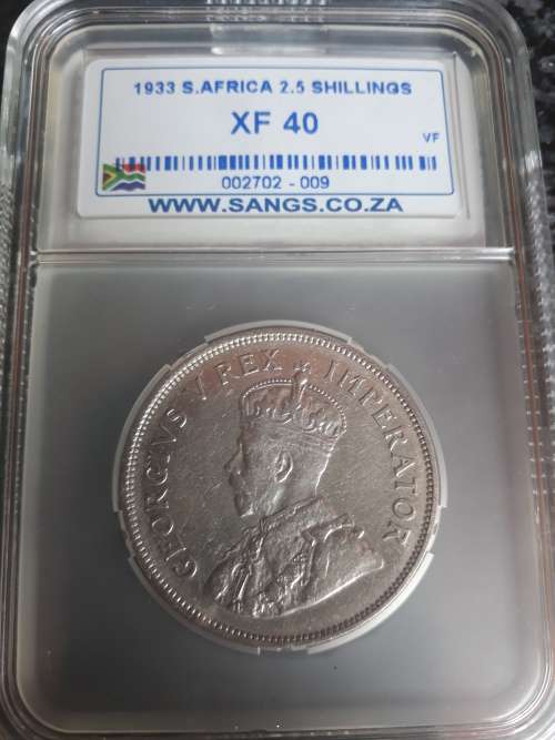 1933 2.5 Shillings SANGS Graded XF 40 - Catalogue Value R7 500.00