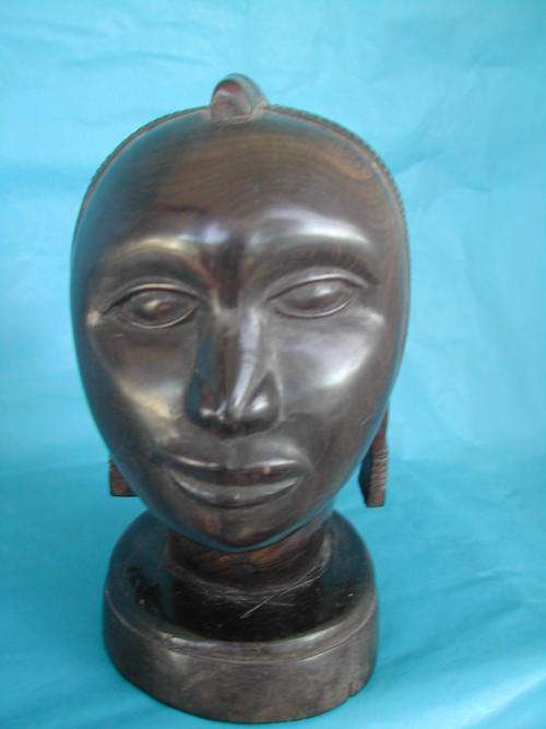 Hand Carved Ebony Bust of Massai