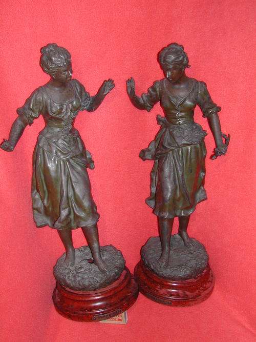 Pair Spelter Figures after Ernst Rancoulet, C1900