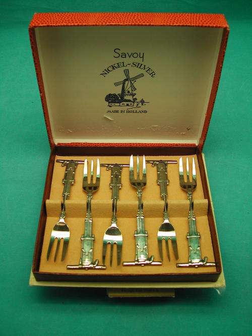 Silver Plated, Six Boxed Cake Forks