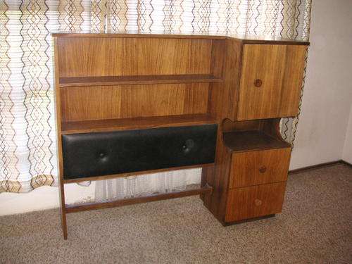 SINGLE HEADBOARD WITH CABINET AND DRAWERS AND BED