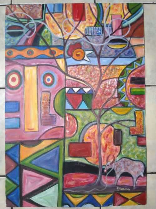 nicely done Sleepman Mahlangu-abstract- Oil on board