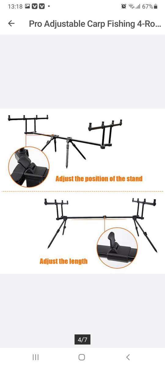 Pro Adjustable Carp Fishing 4-Rod Pod With Bag