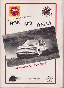 south african motor sport club presents-ngk 400 rally 27/28 july 1990-100% in tact-see scans-rare