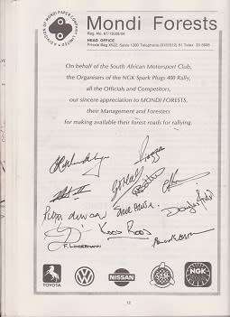 south african motor sport club presents-ngk 400 rally 27/28 july 1990-100% in tact-see scans-rare