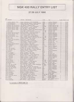 south african motor sport club presents-ngk 400 rally 27/28 july 1990-100% in tact-see scans-rare