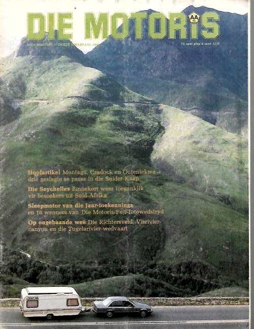 AA RSA-DIE MOTORIS MAGAZINE-DERDE QWARTAAL 1986-AS PER SCAN-VERY GOOD CONDITION