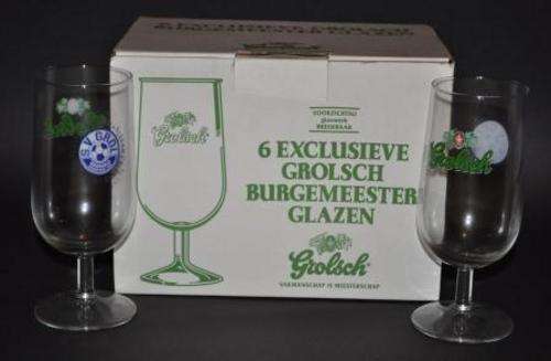 6 GROLSCH BEER GLASSES - SV GROL GROENLO 85 YEARS SET