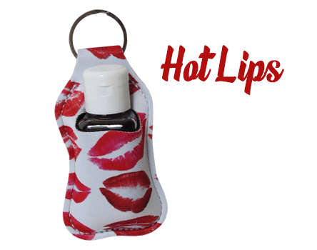 Germofend Keyring Sanitizer and Toiletry Holder - Hot Lips