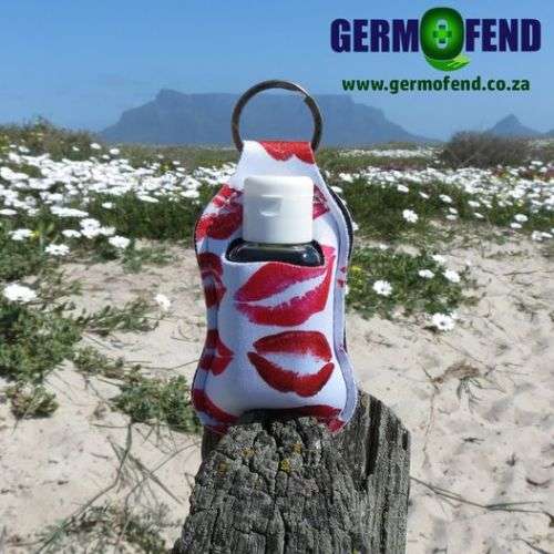 Germofend Keyring Sanitizer and Toiletry Holder - Hot Lips