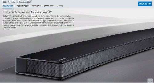 350 W 9.1 Ch Curved Soundbar J8501