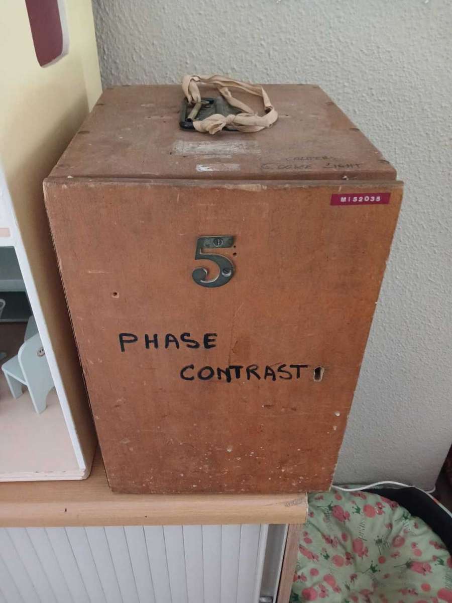 Vintage (Rare cream colored)  Cooke Troughton & Simms Microscope, three lens with light source