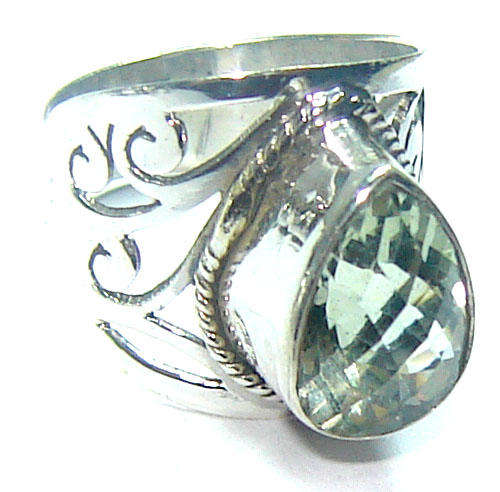 Beautiful silver green amethyst ring