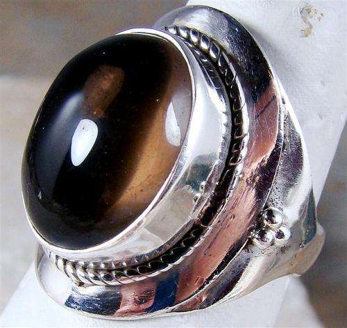 BEAUTIFUL STERLING SILVER SMOKEY QUARTZ RING SIZE 7