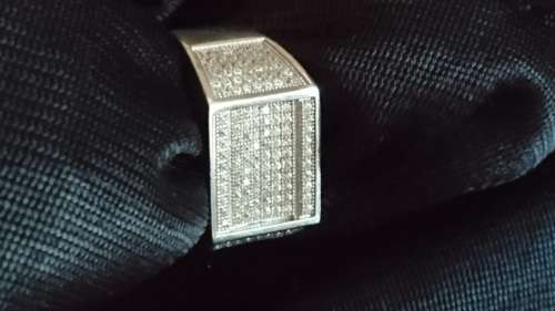 LIKE NEW ! 120 STONE PAVE STERLING SILVER RING ! LARGE SIZE !