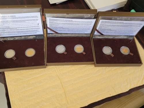Bargain ! 3 sets of Mandela uncirculated, boxed R5 coins.