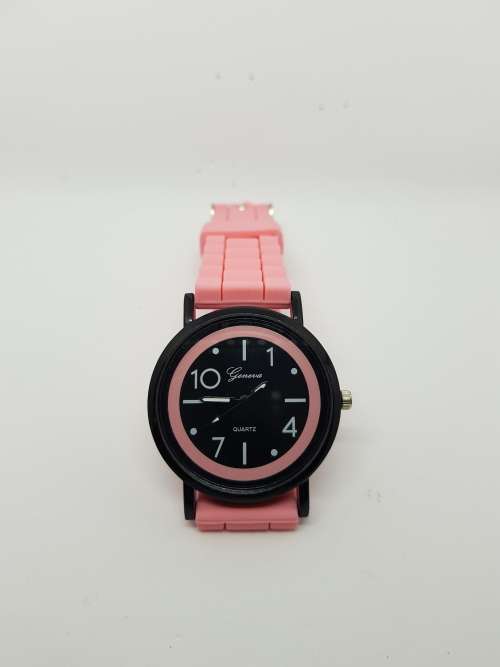 geneva pink rubber watch