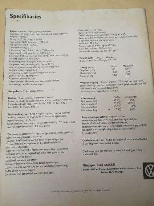 Beetle Brochure Book. In afrikaans