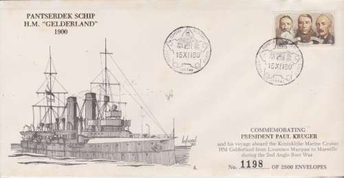 RSA MARITIME COVER 1980 PAUL KRUGERS TRIP ON THE H.M. GELDERLAND HAS FOXING