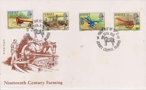 JERSEY 1975 NINETEENTH CENTURY FARMING FDC HAS FOXING
