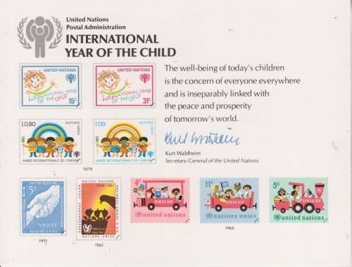 UNITED NATIONS SOUVENIR SHEET NO STAMPS SIGNED