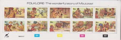 CISKEI 1988 FOLKLORE FULL SHEET UMM