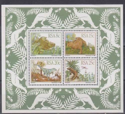 RSA 1982 PREHISTORIC ANIMALS MINI SHEET SACC 540 UMM