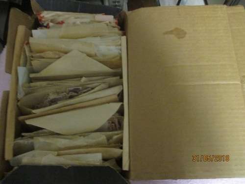 SHOE BOX FULL OF SOUTH AFRICAN STAMPS SORTED SOME ON PAPER