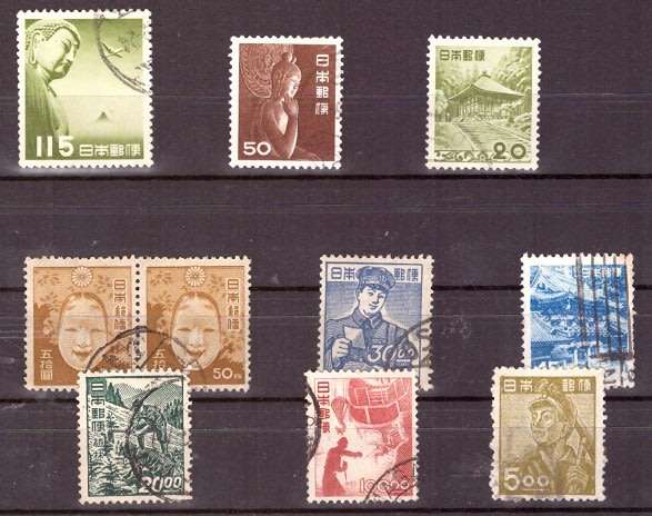 JAPAN SELECTION BID PER STAMP TO TAKE ALL CARD EXCLUDED