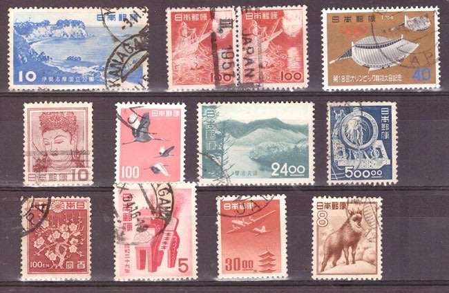 JAPAN SELECTION BID PER STAMP TO TAKE ALL CARD EXCLUDED