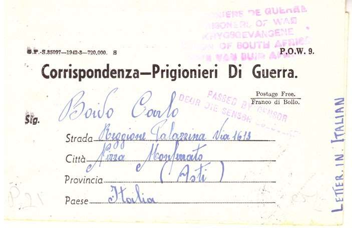 UNION PRISONER OF WAR ITEM ITALIAN PRISONER CORRESPONDENCE RARE ITEM