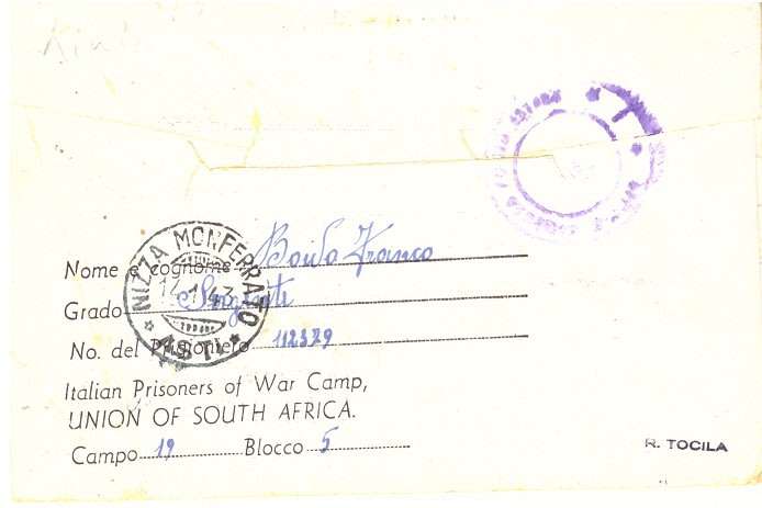 UNION PRISONER OF WAR ITEM ITALIAN PRISONER CORRESPONDENCE RARE ITEM