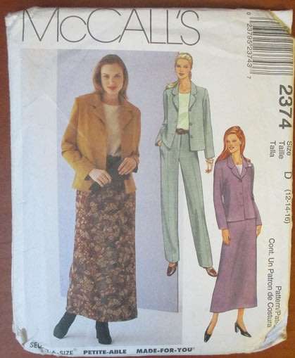 McCALLS PATTERN 2374 SIZE 12-16