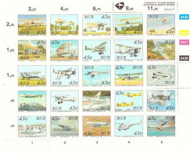 RSA  1993 Aviation in South Africa UMM FULL SHEET CV  R80