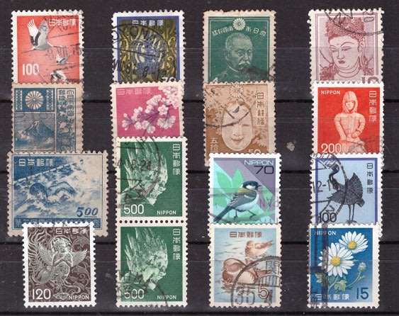 JAPAN SELECTION BID PER STAMP TO TAKE ALL CARD EXCLUDED.